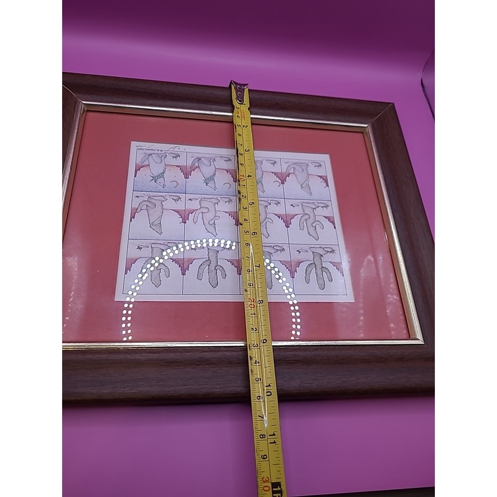 Signed Artwork: E. Halsey 1989 Transformation Framed Picture Cactus to Coyote - Picture 7 of 7